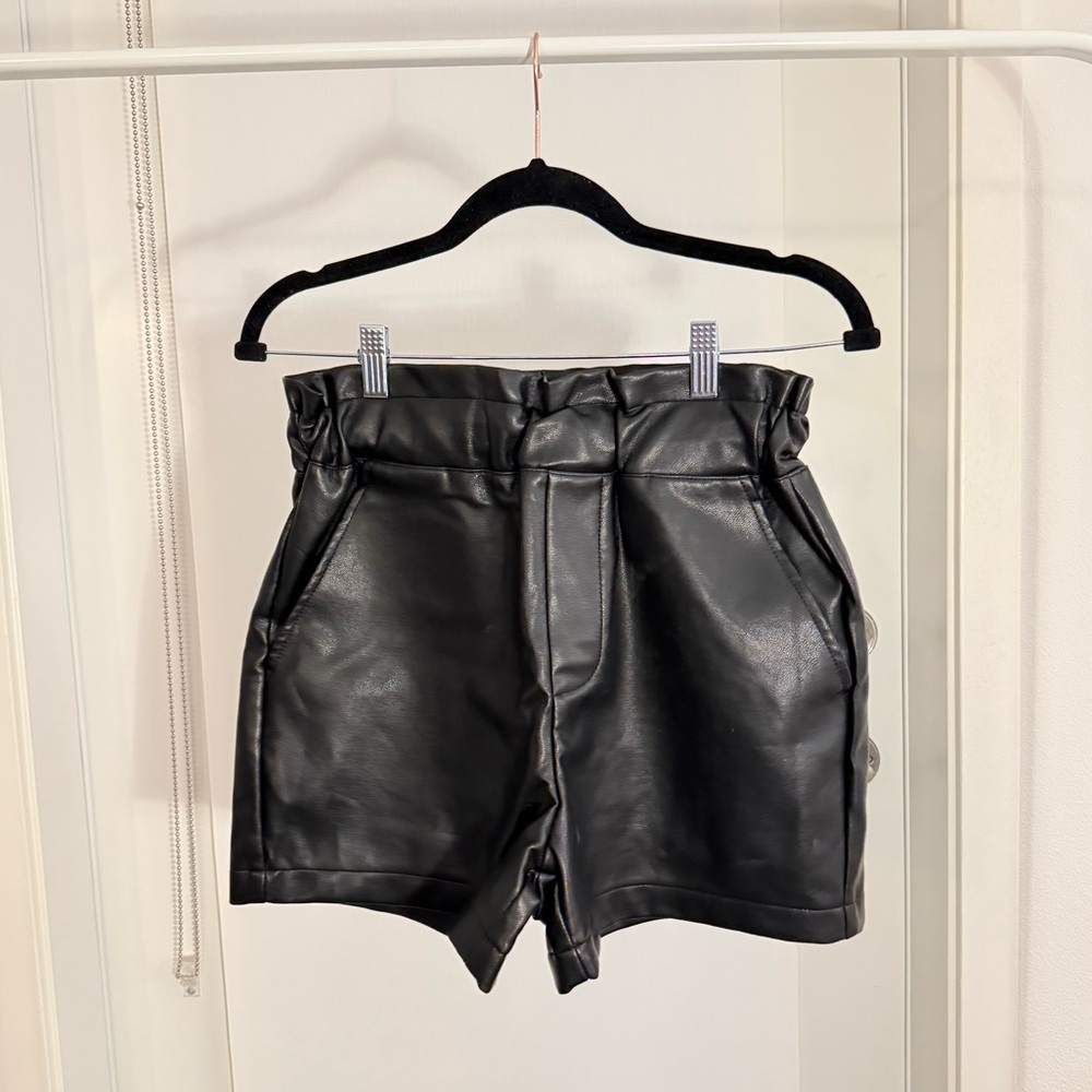 Bagatelle High Waist Black Faux Leather Shorts